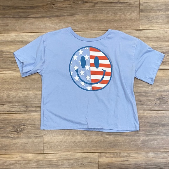 MAD Engine Other - MAD Engine Light Blue Tee with American Flag Smiley